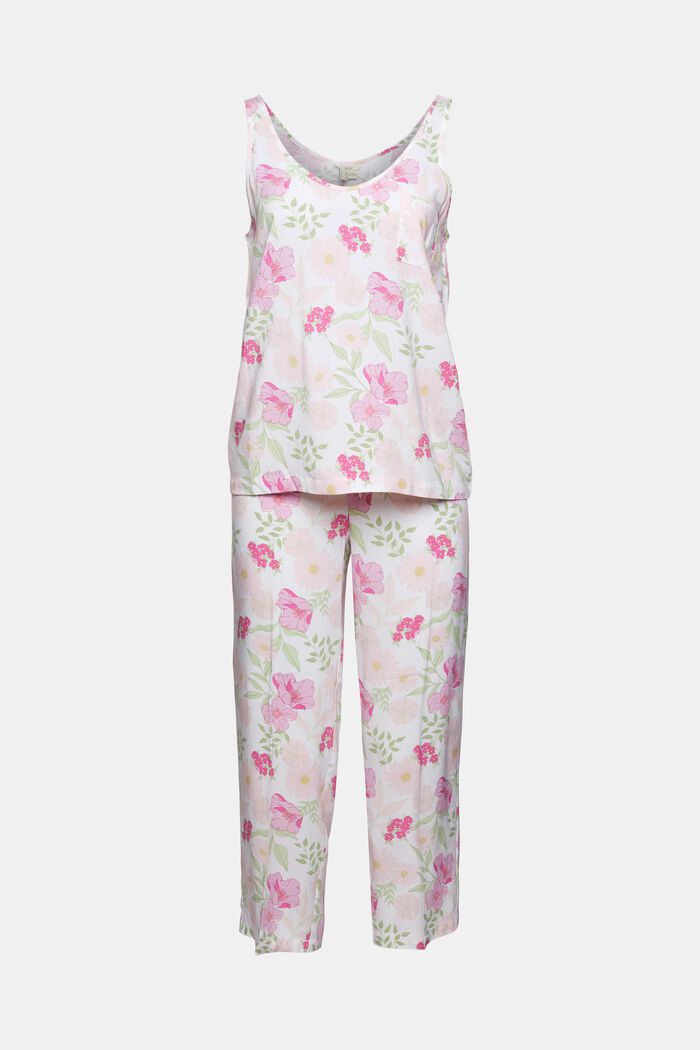 Pijama con estampado floral, LENZING™ ECOVERO™, WHITE, overview