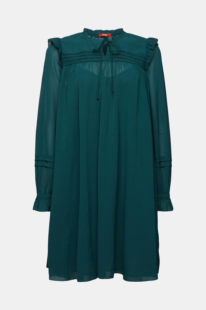 Vestido corto de gasa de crepé, EMERALD GREEN, detail image number 6