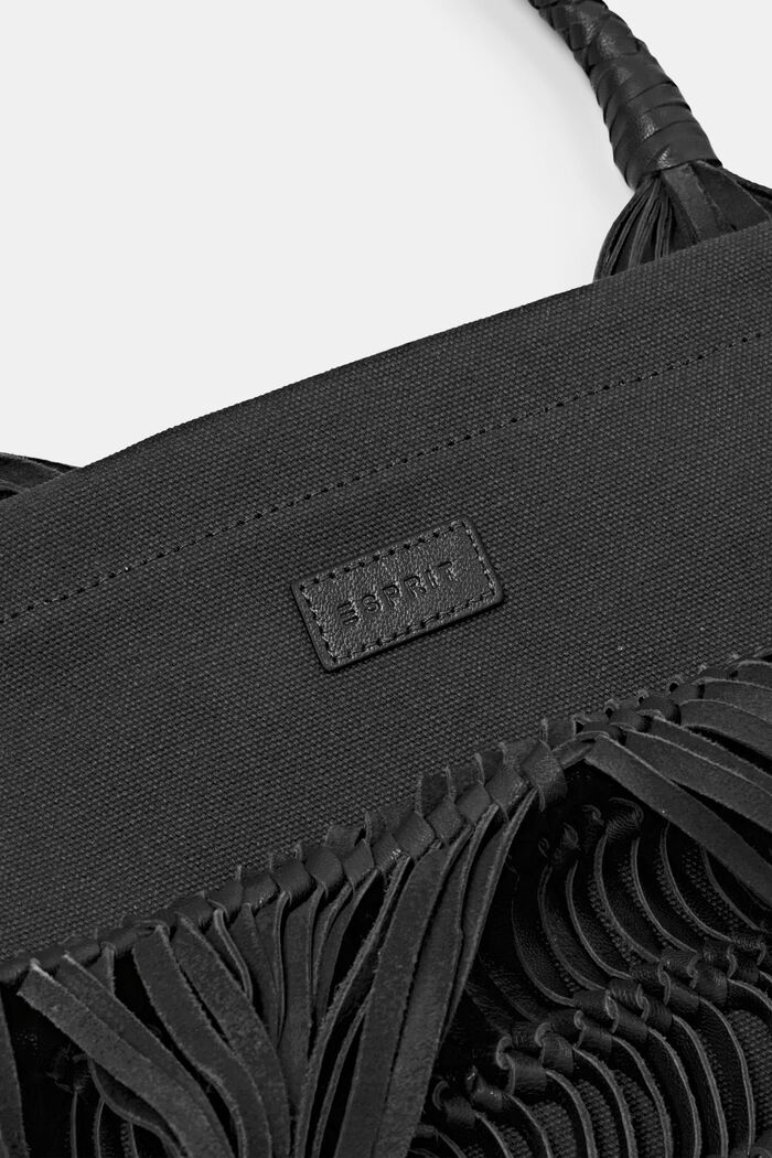 Bolso de piel con diseño anudado, BLACK, detail image number 1