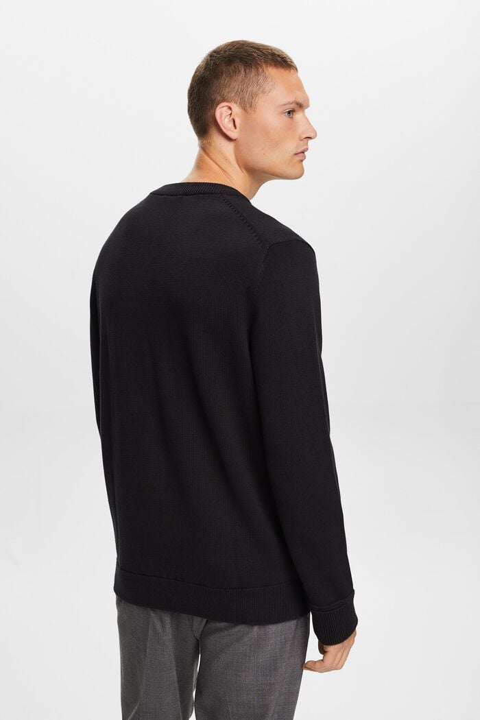 Jersey de algodón con cuello redondo, BLACK, detail image number 3