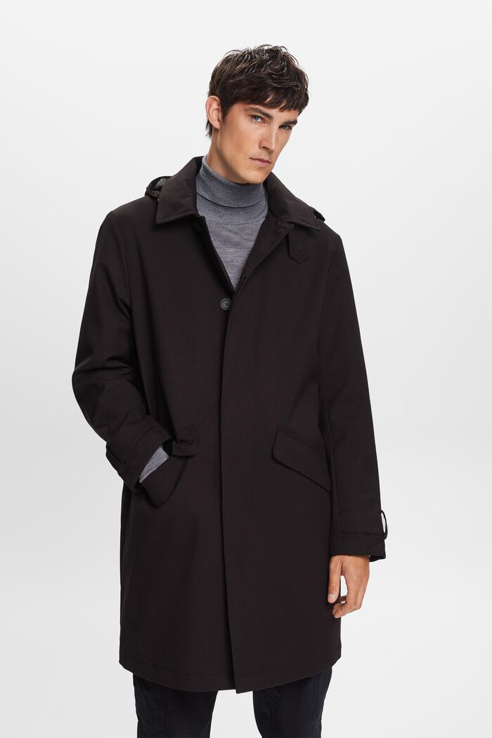 Reciclado: abrigo acolchado con capucha desmontable, BLACK, detail image number 0