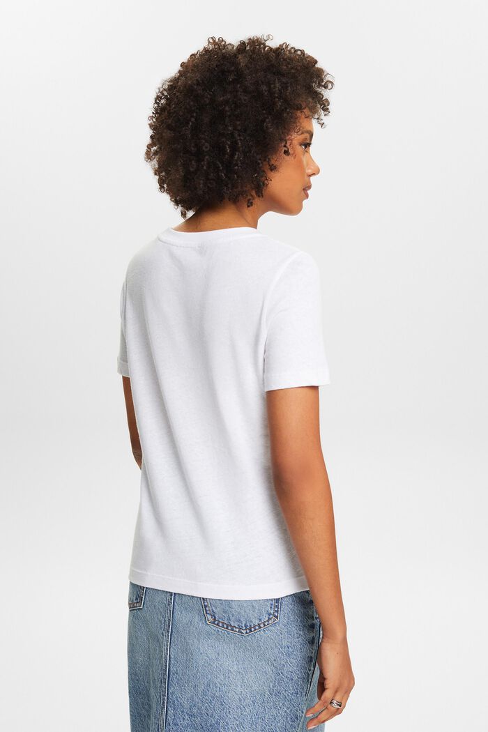 Camiseta de algodón y lino, WHITE, detail image number 2