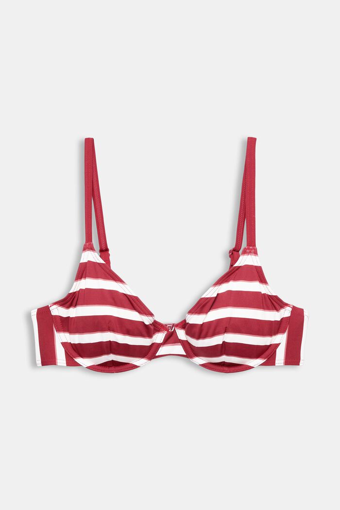 Top de bikini con aros a rayas, DARK RED, detail image number 4