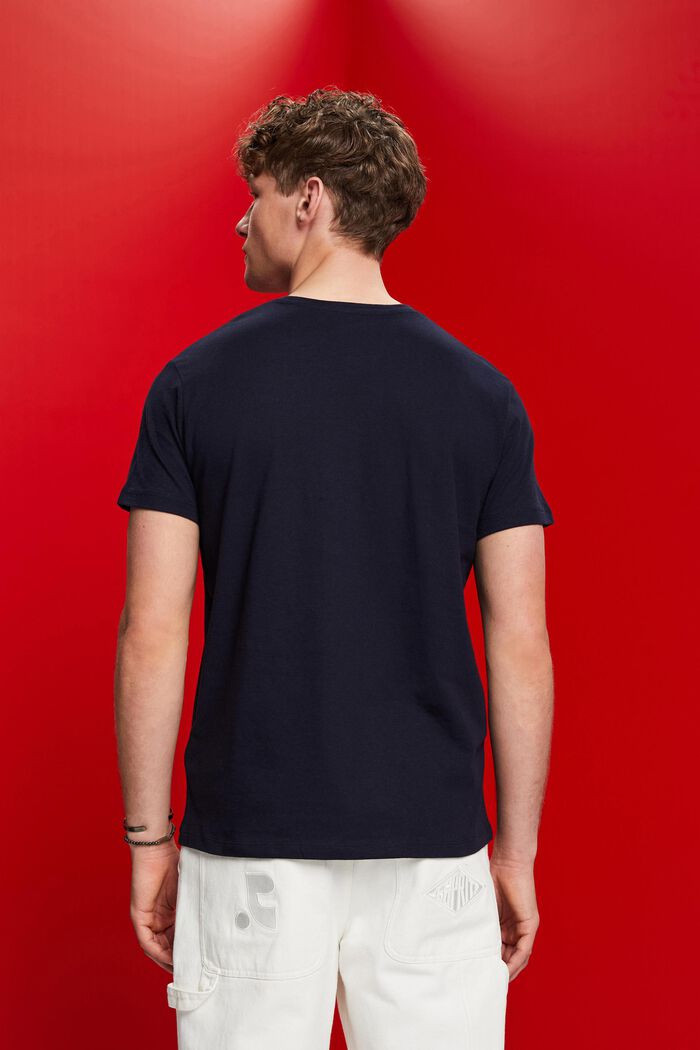 Camiseta de punto, mezcla de algodón y lino, NAVY, detail image number 3