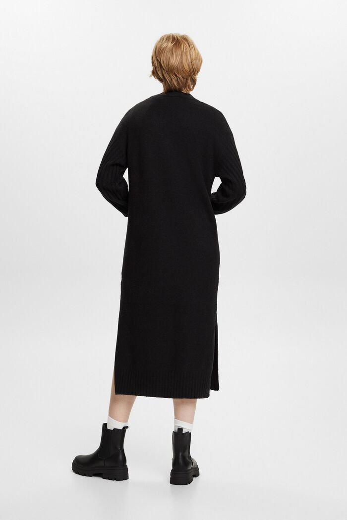 Vestido midi de punto con mezcla de lana, BLACK, detail image number 3