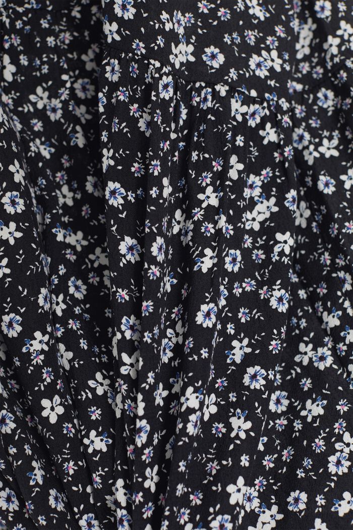 Vestido midi floral con estética de blusa, BLACK, detail image number 4
