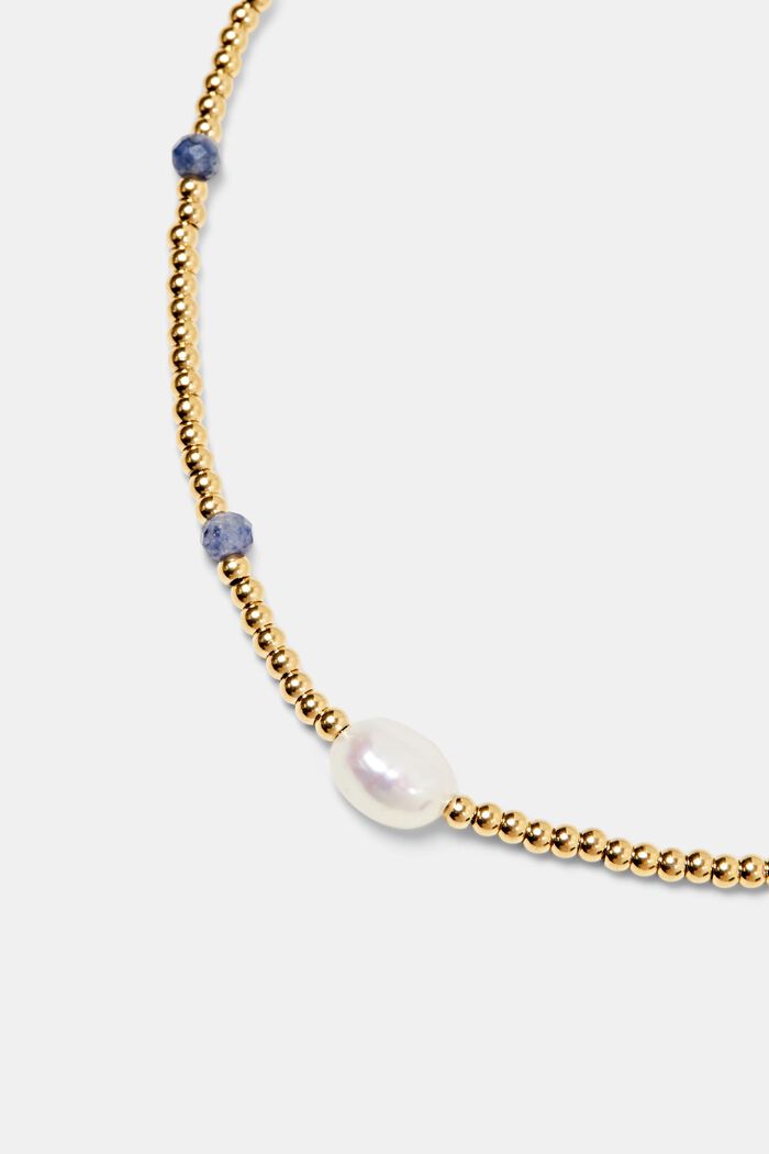 Tobillera de perlas en acero inoxidable, GOLD BICOLOUR, detail image number 1