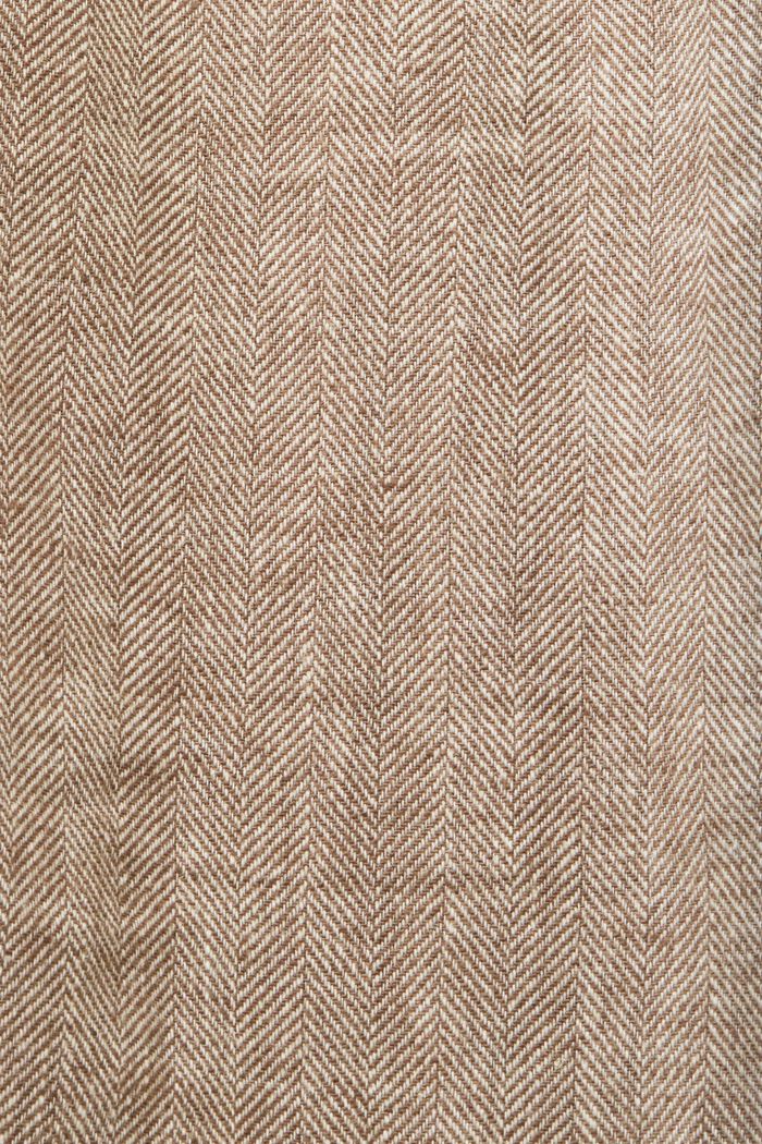 Pantalones en mezcla de algodón y lino con diseño de espiga, DARK BROWN, detail image number 6