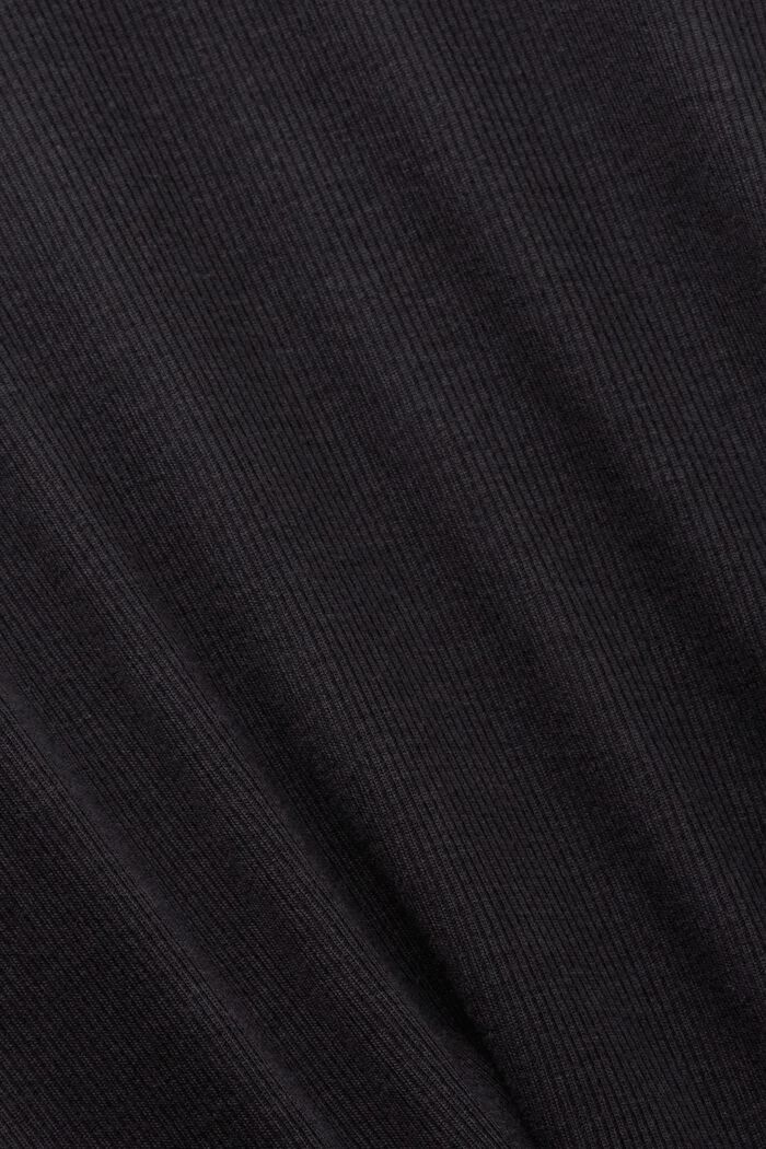 Camiseta acanalada con cuello en pico, BLACK, detail image number 4