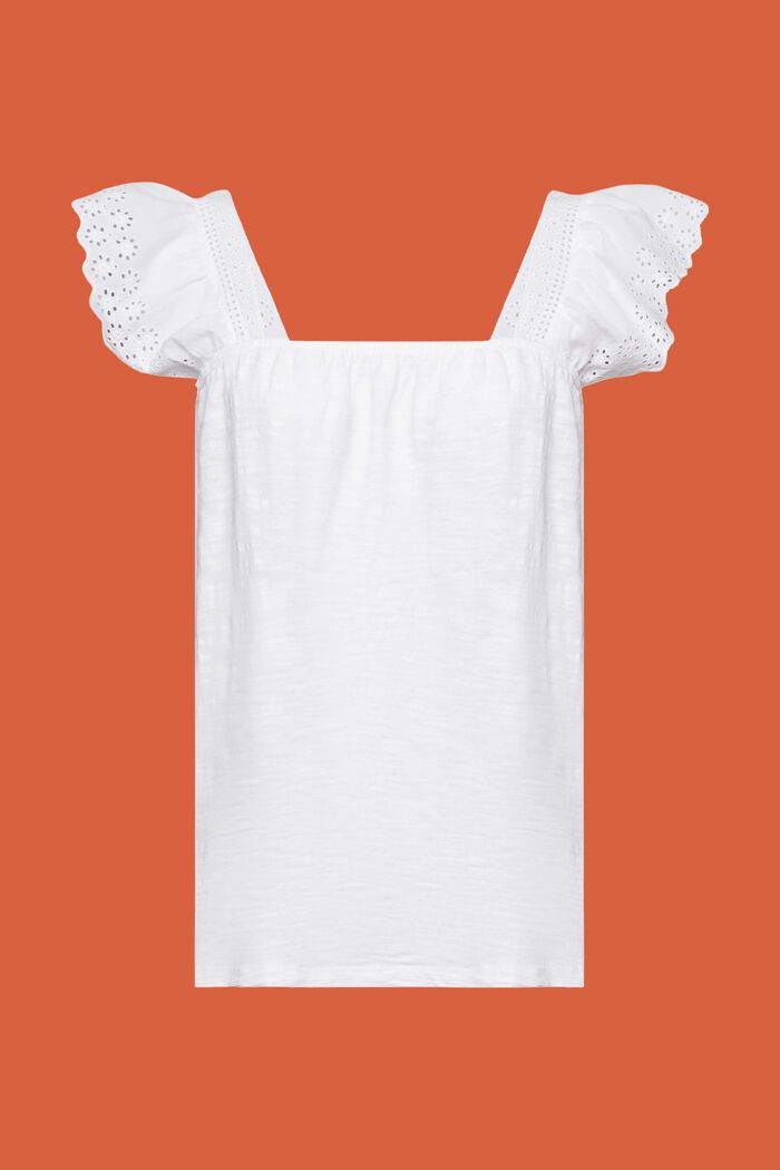 Camiseta de tejido jersey con mangas bordadas, WHITE, detail image number 5