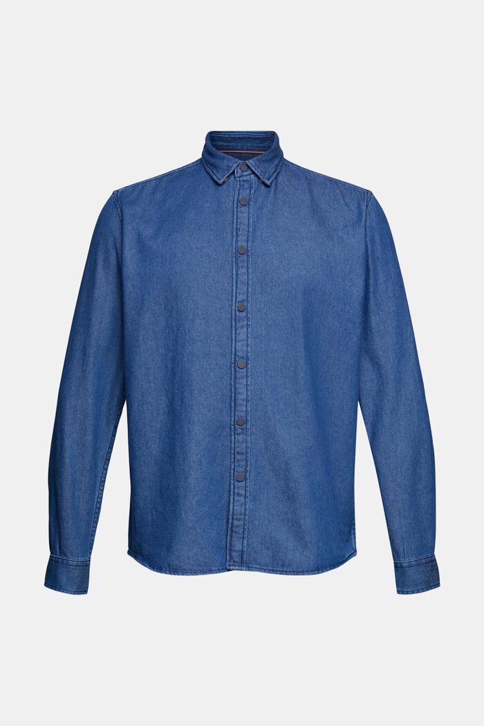 Camisa vaquera en 100 % algodón, BLUE MEDIUM WASHED, detail image number 8