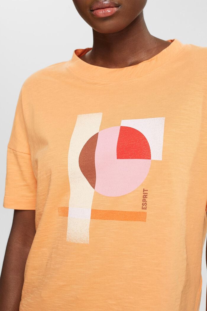 Camiseta de algodón con estampado geométrico, GOLDEN ORANGE, detail image number 2