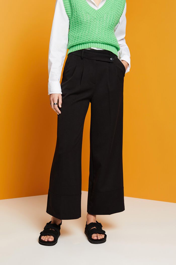 Pantalón culotte con mezcla de viscosa, BLACK, detail image number 0