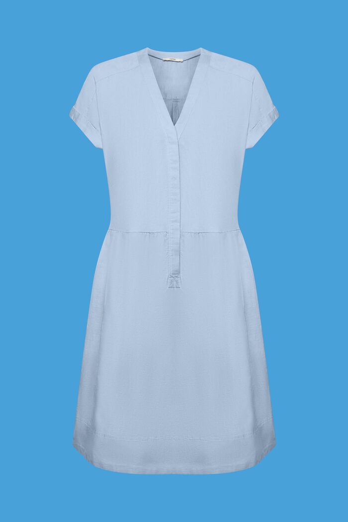 Vestido camisero de algodón y lino, LIGHT BLUE LAVENDER, detail image number 6