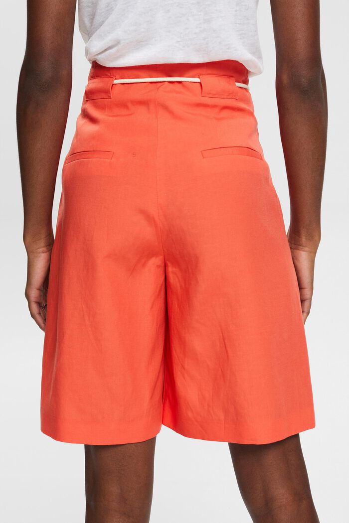 Con lino: pantalones cortos con cordón, CORAL ORANGE, detail image number 7