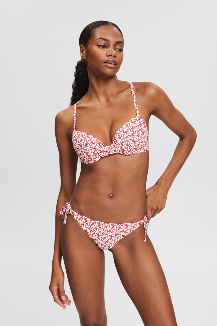 Top de bikini estampado con relleno, DARK RED, detail image number 0