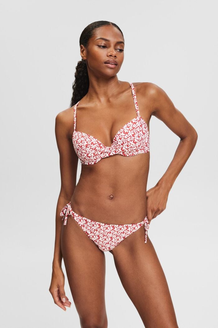 Top de bikini estampado con relleno, DARK RED, detail image number 0