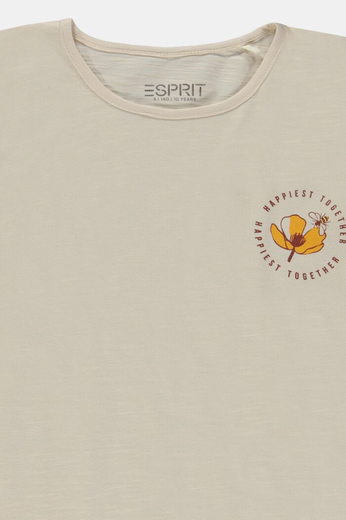 Camiseta flameada con estampado en el pecho, LIGHT BEIGE, detail image number 2