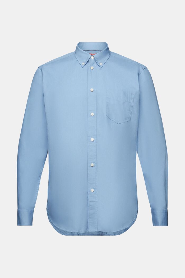 Camisa de cuello abotonado de popelina, 100 % algodón, LIGHT BLUE, detail image number 7