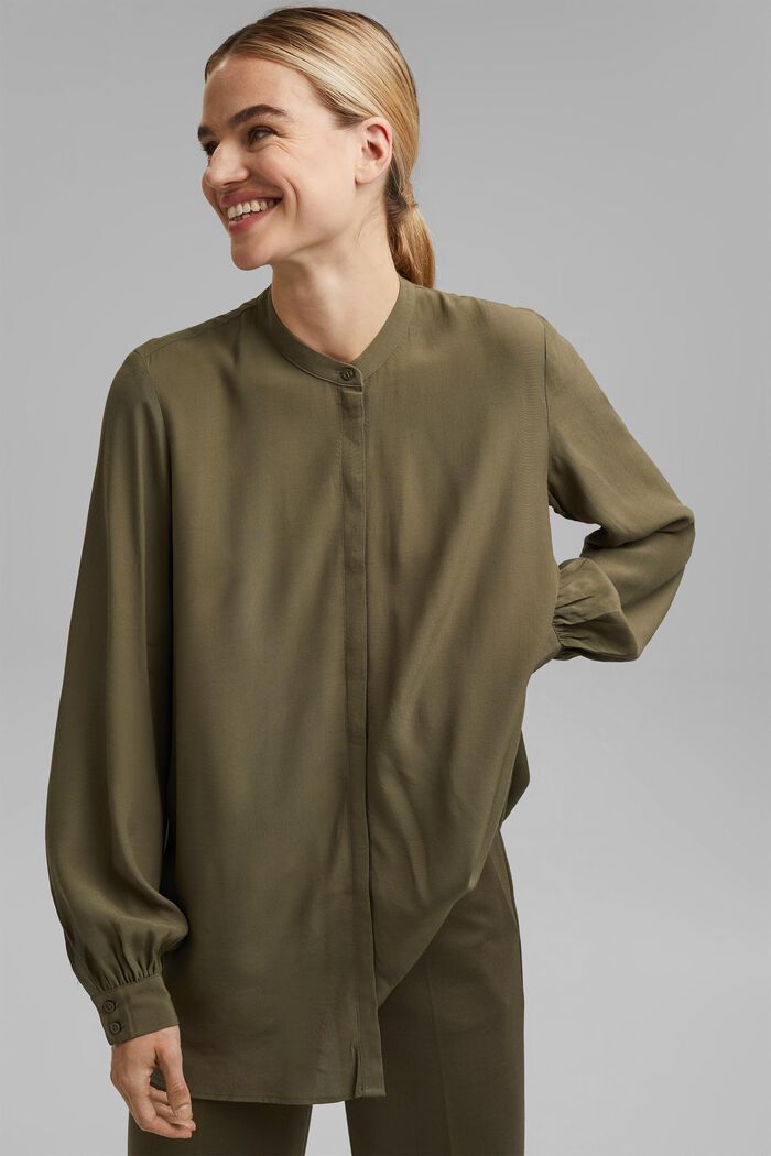 Blusa larga tipo túnica LENZING™ ECOVERO™, DARK KHAKI, detail image number 5