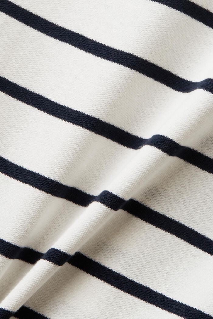 Top de rayas de algodón con cuello redondo, OFF WHITE, detail image number 5