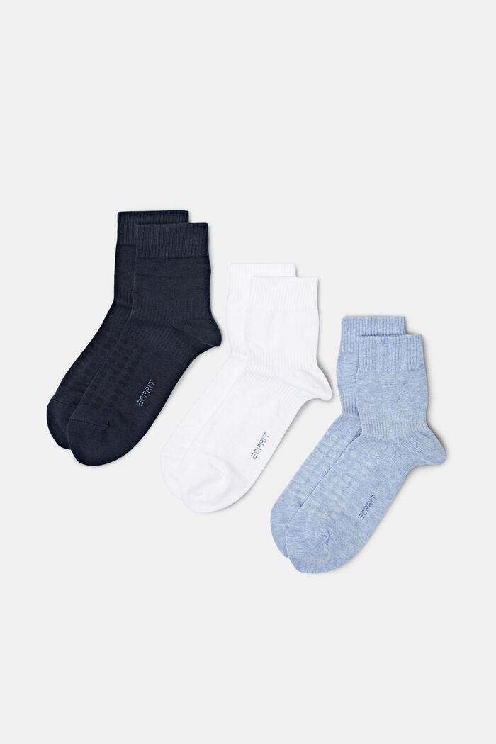 Pack de 3 calcetines de algodón ecológico acanalado, BLUE, detail image number 0