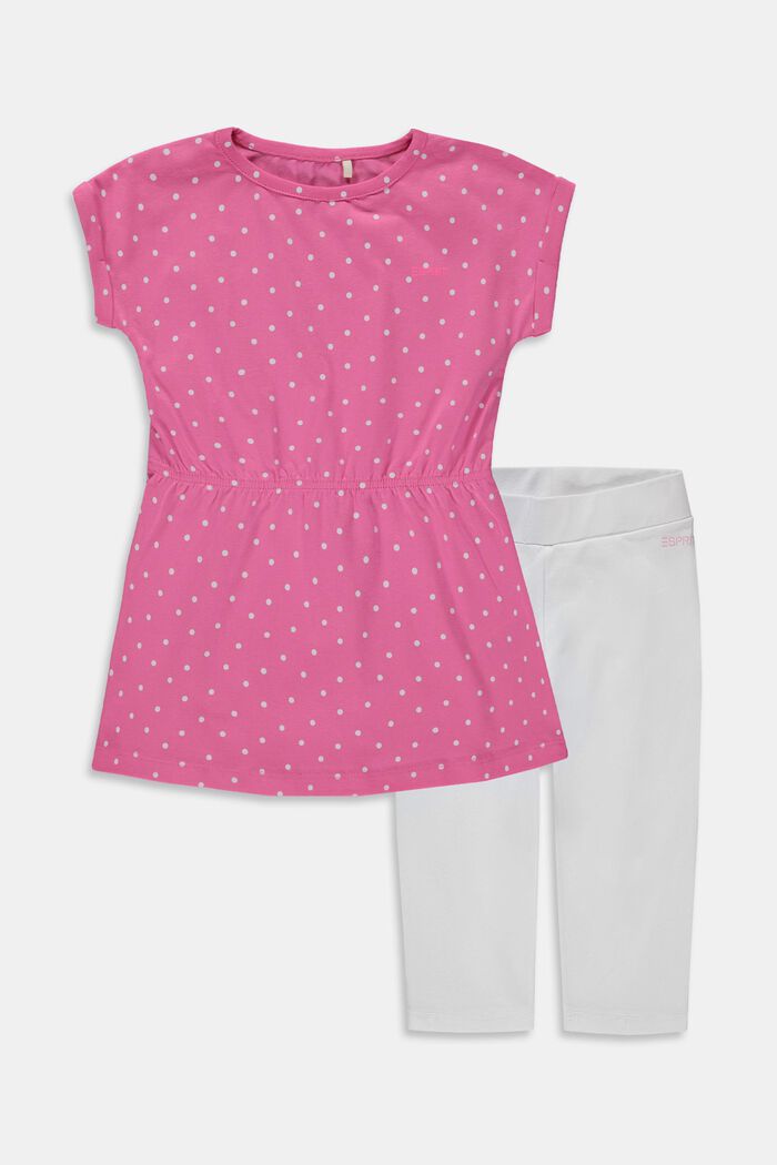Conjunto combinado: Vestido de tejido jersey y leggings capri, PINK FUCHSIA, detail image number 0