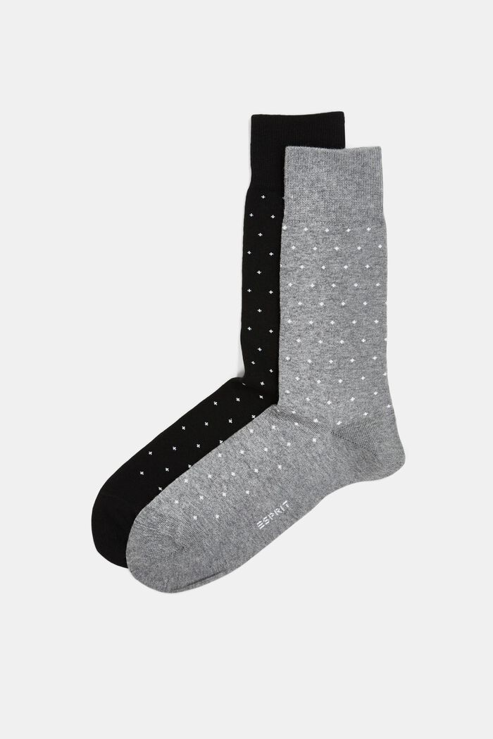 Pack de 2 pares de calcetines con estampado de puntos, de algodón ecológico, BLACK/GREY, detail image number 0