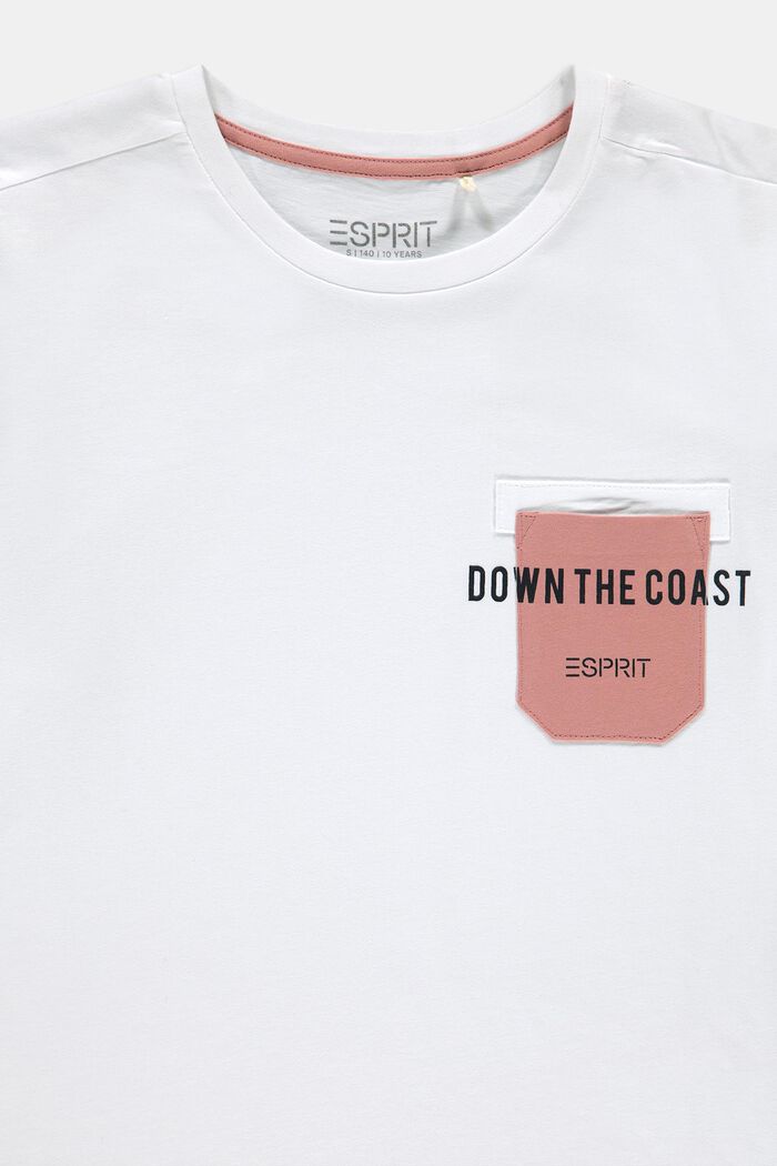 Camiseta con bolsillo en el pecho, 100% algodón, WHITE, detail image number 2