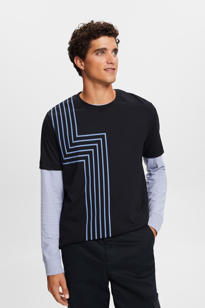 Camiseta estampada de algodón pima, BLACK, detail image number 0