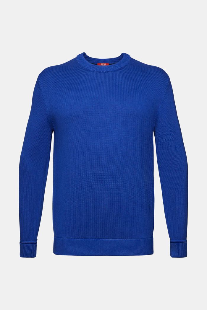 Jersey de algodón con cuello redondo, BRIGHT BLUE, detail image number 6