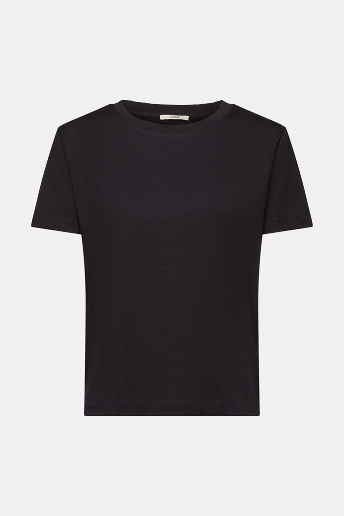 Camiseta de algodón con cuello redondo, BLACK, detail image number 6
