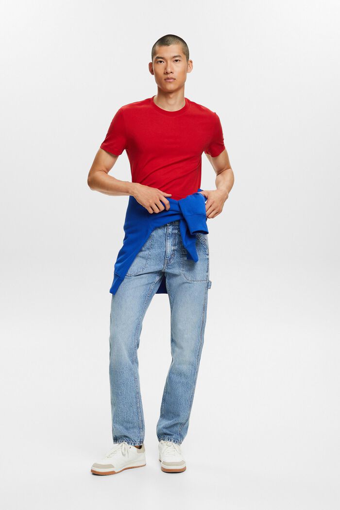 Jeans mid-rise straight fit de estilo carpintero, BLUE LIGHT WASHED, detail image number 5