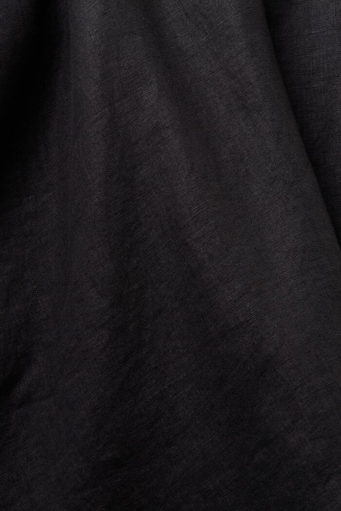 Falda midi de lino en línea A, BLACK, detail image number 5