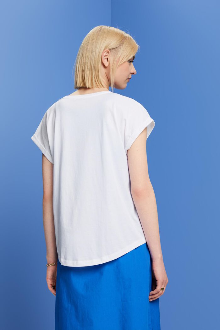 Camiseta con mini estampado, 100% algodón, WHITE, detail image number 3
