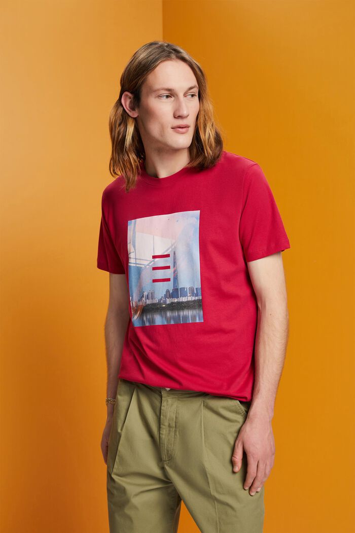 Camiseta de algodón con estampado, DARK PINK, detail image number 0