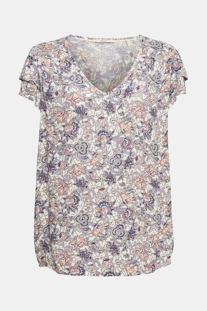 Blusa con estampado floral, OFF WHITE, overview