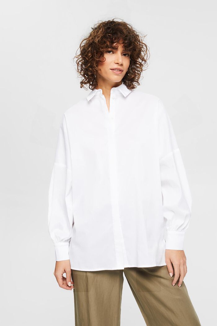 Blusa de corte oversize, WHITE, detail image number 0