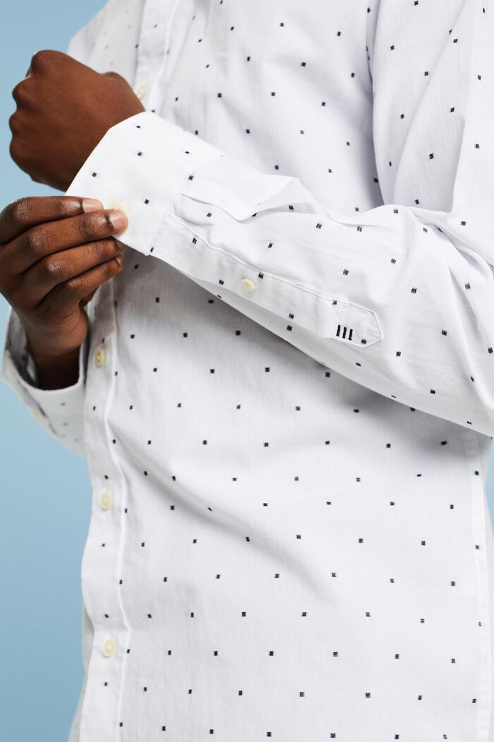 Camiseta de corte ajustado en algodón bordado, WHITE, detail image number 3