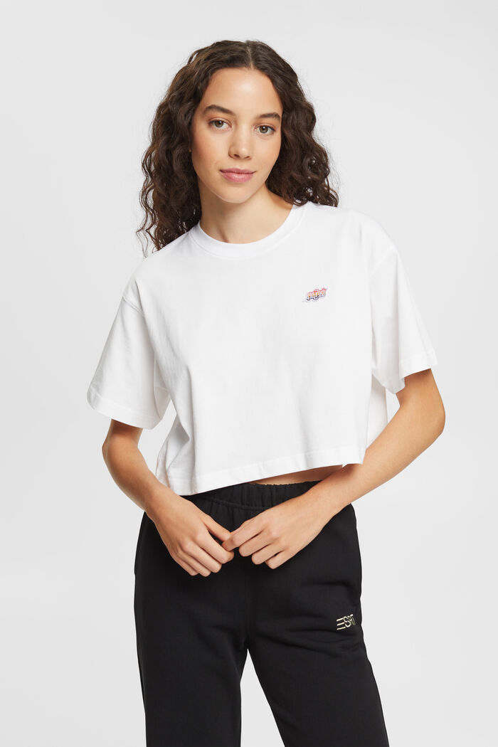Camiseta corta con bordado en el pecho AMBIGRAM, WHITE, detail image number 0