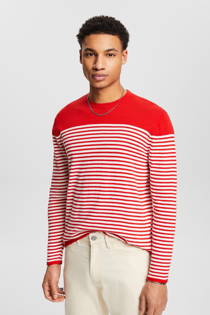 Jersey de algodón a rayas, RED, detail image number 0