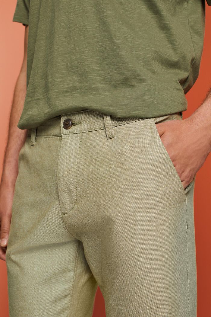 Pantalones chinos con textura, 100% algodón, OLIVE, detail image number 2