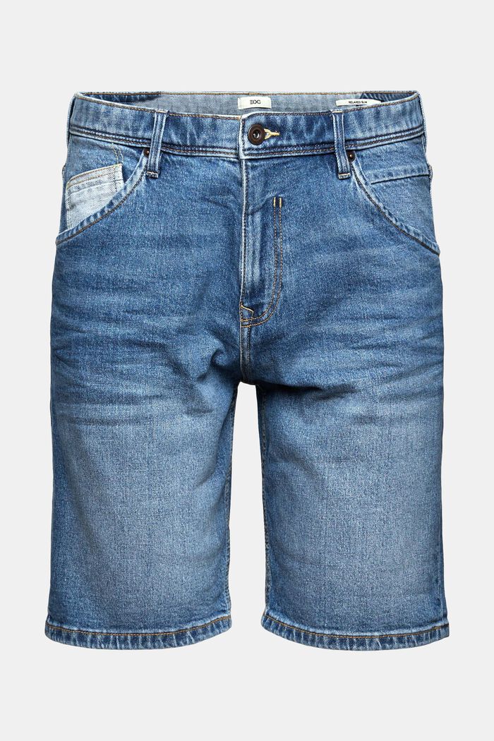 Pantalones cortos en tejido vaquero, BLUE MEDIUM WASHED, overview