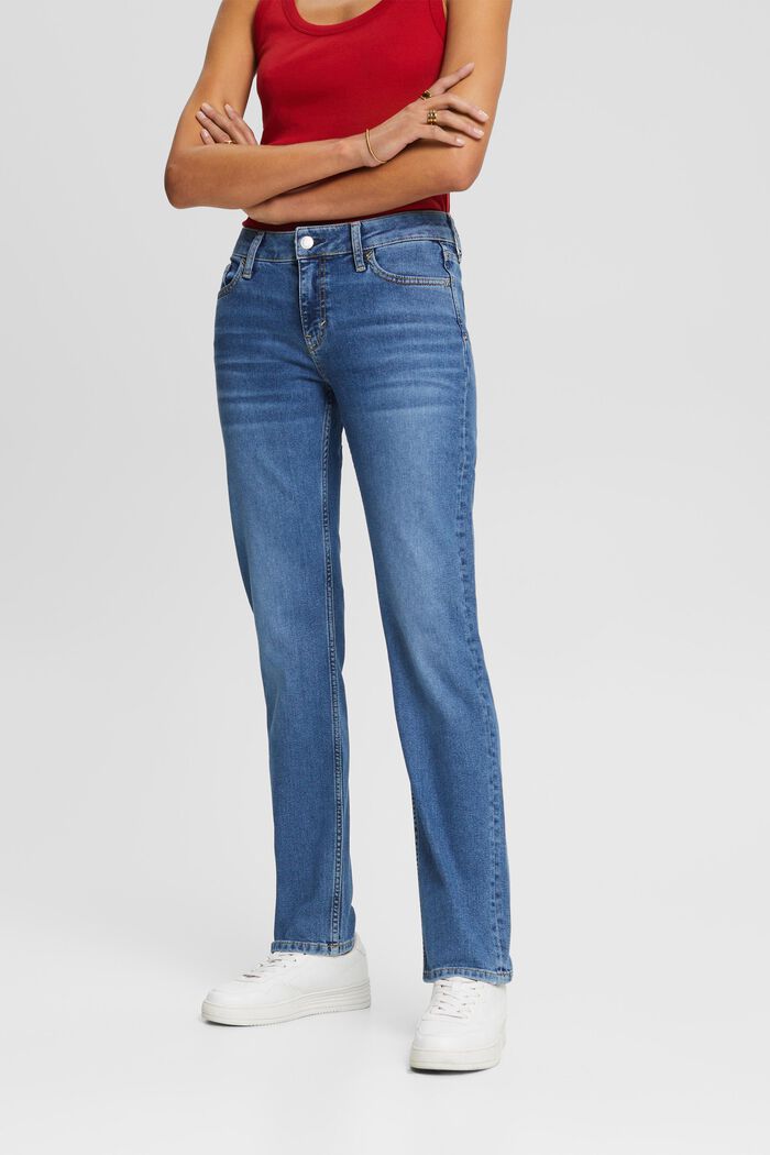 Jeans mid-rise straight fit, BLUE MEDIUM WASHED, detail image number 0