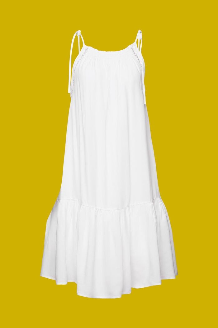 Vestido de tirantes fruncido, WHITE, detail image number 6