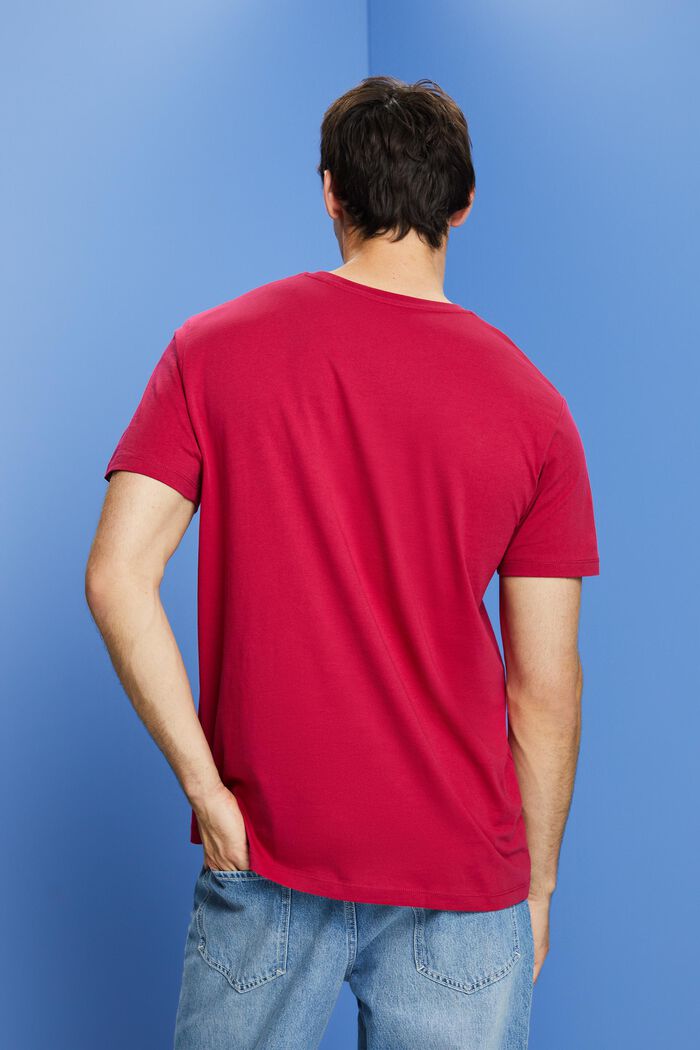 Camiseta de algodón sostenible con bolsillo en el pecho, DARK PINK, detail image number 3