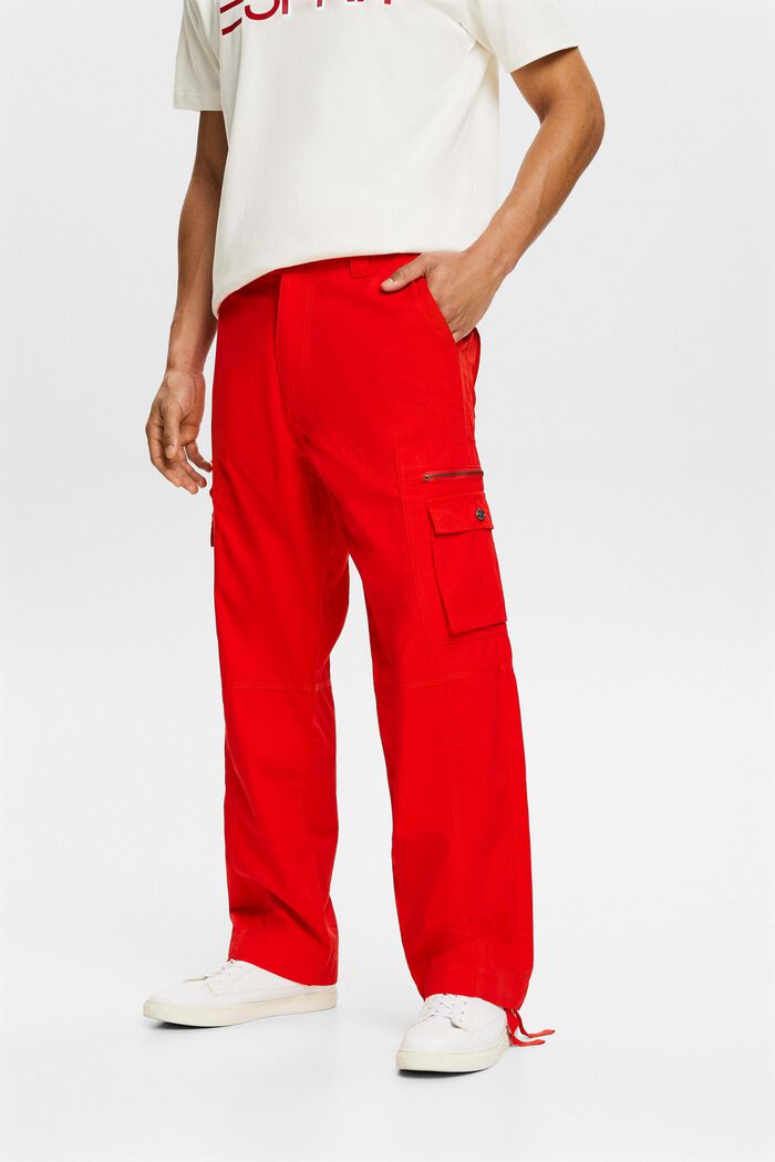 Pantalón cargo de sarga con corte Straight, RED, detail image number 0