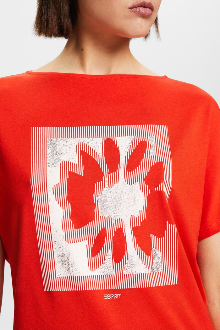 Camiseta de punto con estampado por delante, RED, detail image number 3