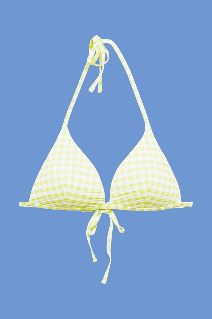 Top de bikini con relleno y tirantes al cuello, LIME YELLOW, detail image number 4