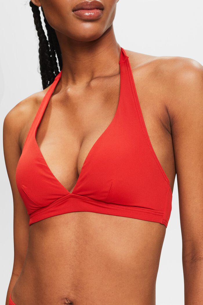 Top de bikini con relleno y tirantes al cuello, DARK RED, detail image number 2